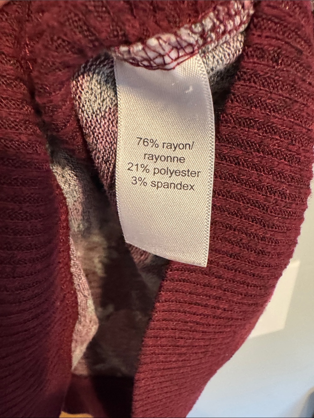 Maurices Maroon Striped Floral Scoop Neck Sweater - Picture 3 of 4